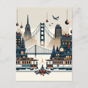 Cartão Postal De Festividades Magia de Natal do Golden Gate São Francisco Natal