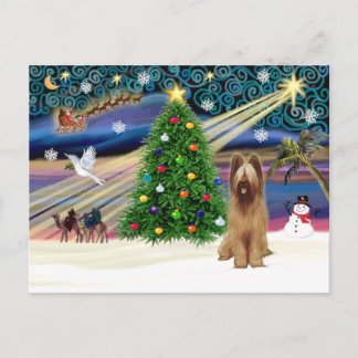 Cartão Postal De Festividades Magic-Briard-Fawn do Natal