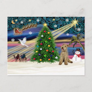 Cartão Postal De Festividades Magic-Lakeland Terrier do Natal