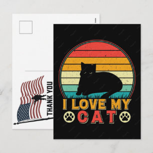 Cartão Postal De Festividades Mágico Meow Meow Obrigado Dia dos Veteranos Memori