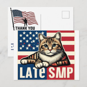 Cartão Postal De Festividades Mágico Meow Meow Obrigado Dia dos Veteranos Memori