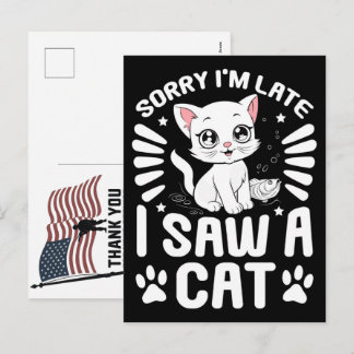Cartão Postal De Festividades Mágico Meow Meow Obrigado Dia dos Veteranos Memori