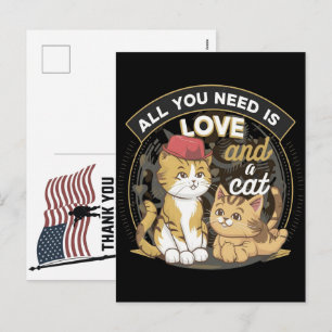 Cartão Postal De Festividades Mágico Meow Meow Obrigado Veteranos Dia da Memória