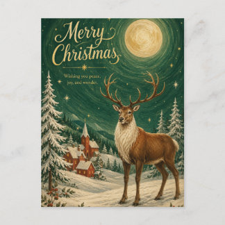 Cartão Postal De Festividades Magnífico Renascer de Inverno ao Luar