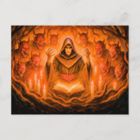 Mago invocador de demônios em pintura a óleo