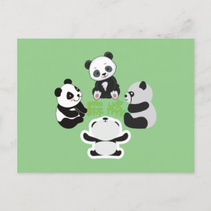 Cartão Postal De Festividades Mahjong Panda Cute Funny