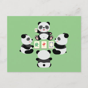 Cartão Postal De Festividades Mahjong Panda Cute Funny