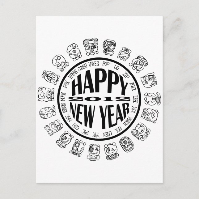 Cartão Postal De Festividades maia cal-novo ano (Frente)