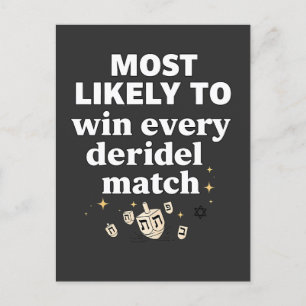 Cartão Postal De Festividades Mais propenso a ganhar cada Dreidel Match Hanukkah