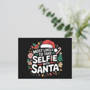 Cartão Postal De Festividades Mais Propenso a Tirar Selfie Com o Papai Noel Famí