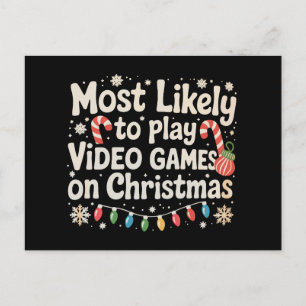 Cartão Postal De Festividades Mais Provável a Jogar Video Games no Natal