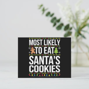 Cartão Postal De Festividades Mais Provável Para Comer Cookies Santas Xmas