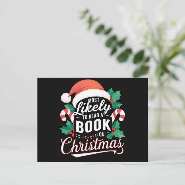 Cartão Postal De Festividades Mais Provável Para Ler Um Livro No Natal (Em pé/Frente)
