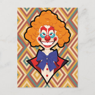 Cartão Postal De Festividades Malandro Palhaço Retrorvo Colorido Halloween
