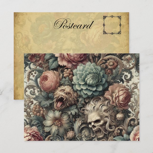 Cartão Postal De Festividades Maldição Botânica - Floral Vitoriano Gótico (Frente/Verso)