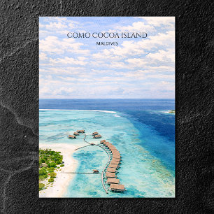 Cartão Postal De Festividades Maldivas Ilha Cocoa Aquarela amantes da praia