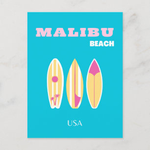 Cartão Postal De Festividades Malibu, praia Malibu, Tropical, Preppy, Arte de Pr
