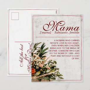 Cartão Postal De Festividades Mama - cartão de feriado simplesmente insubstituív