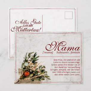 Cartão Postal De Festividades Mamãe - simplesmente insubstituível - Buquê