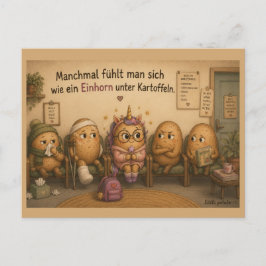 Cartão Postal De Festividades Manchmal fühlt man sich - Einhorn - Wartezimmer