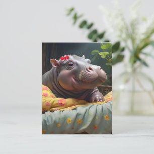 Cartão Postal De Festividades "Manhã: Bebês Acordares de Hippo na Cesta,