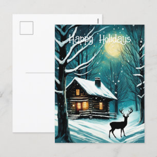 Cartão Postal De Festividades Manhã Noite de inverno, Mandioca-Cabina, Natal