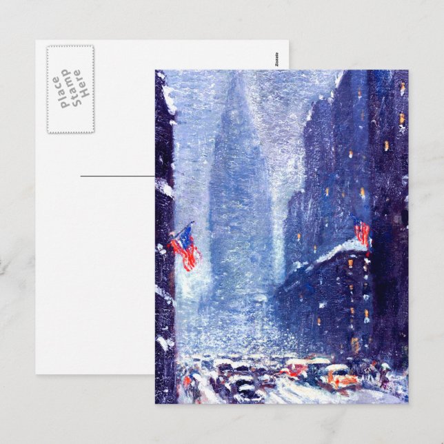 Cartão Postal De Festividades Manhattan Winter Scene.Fine Art Christmas (Frente/Verso)