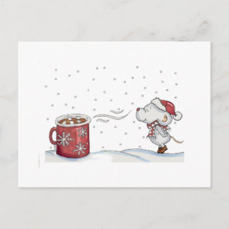 Cartão Postal De Festividades Mão bonito design tirado do rato para o Natal