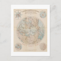 Mapa Ártico do Pólo Norte Francês Antigo 1867