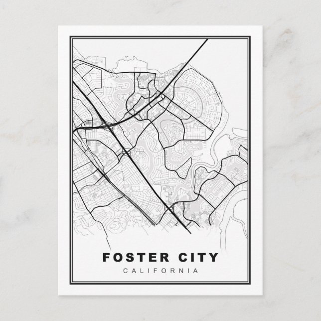 Cartão Postal De Festividades Mapa da Cidade do Foster (Frente)
