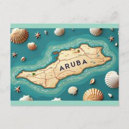 Cartão Postal De Festividades Mapa da ilha de Aruba
