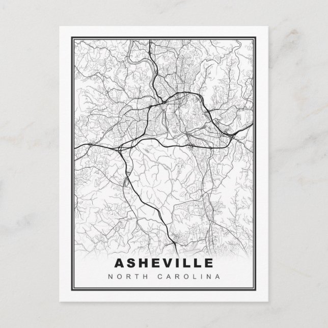 Cartão Postal De Festividades Mapa de Asheville (Frente)