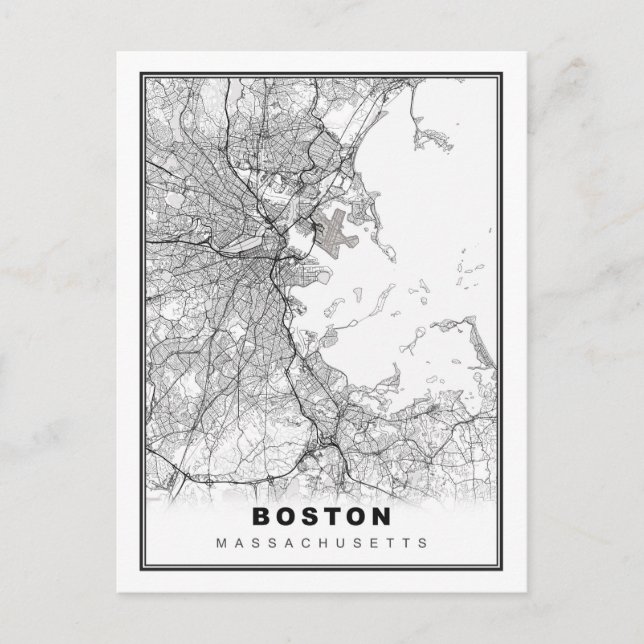 Cartão Postal De Festividades Mapa de Boston (Frente)