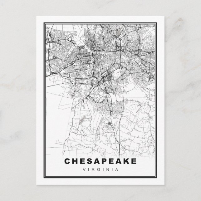 Cartão Postal De Festividades Mapa de Chesapeake (Frente)