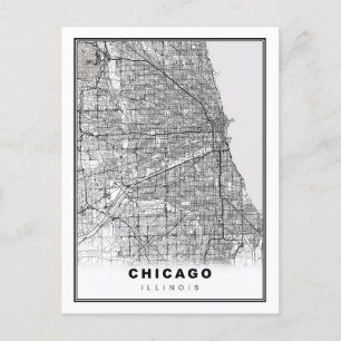 Cartão Postal De Festividades Mapa de Chicago