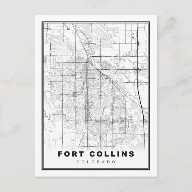 Cartão Postal De Festividades Mapa de Fort Collins (Frente)
