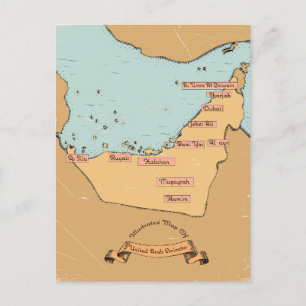 Cartão Postal De Festividades Mapa de viagem antigo do Bahrein