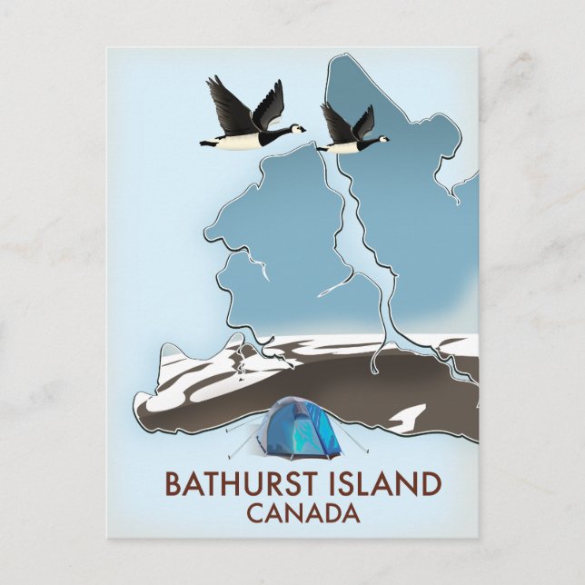 Cartão Postal De Festividades Mapa de viagem da Ilha Bathurst Canadá (Frente)