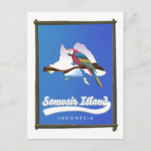 Cartão Postal De Festividades Mapa de viagem da Ilha Samosir Indonésia