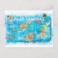 Mapa de Viagem das Ilhas Canárias Ilustrado