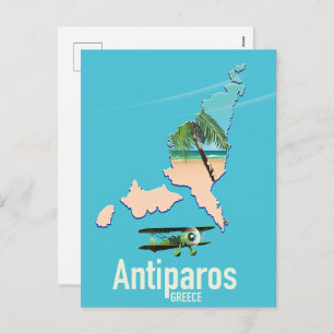 Cartão Postal De Festividades Mapa de viagem de Grécia de de Antiparos
