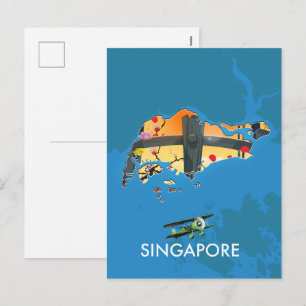 Cartão Postal De Festividades mapa de viagem de Singapura