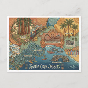 Cartão Postal De Festividades Mapa dos Sonhos de Santa Cruz Califórnia – Costa V