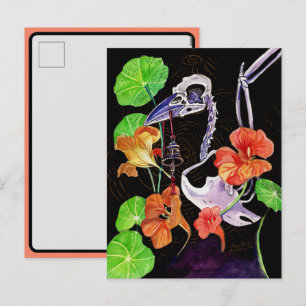 Cartão Postal De Festividades Mapas de memória Autumn Vibes Raven skeleton