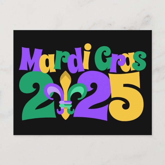 Cartão Postal De Festividades Mardi Gras 2025 fleur-de-lis (Frente)