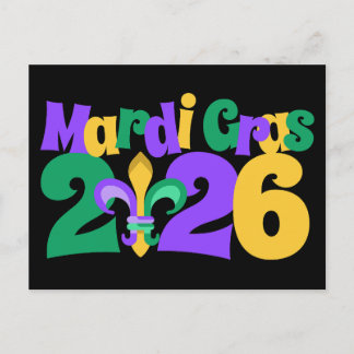 Cartão Postal De Festividades Mardi Gras 2026 flor-de-lis