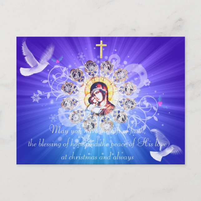 Cartão Postal De Festividades Maria e Jesus (Frente)