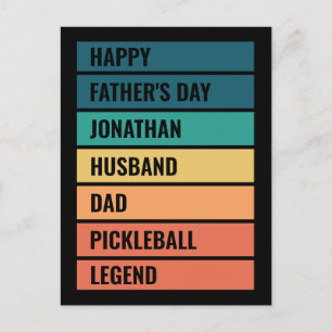 Cartão Postal De Festividades Marido Pai Lenda do Pickleball Retro Dia dos Pais