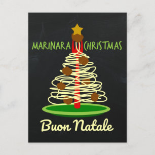 Cartão Postal De Festividades Marinara Christmas Buon Natale Spaghetti Tree
