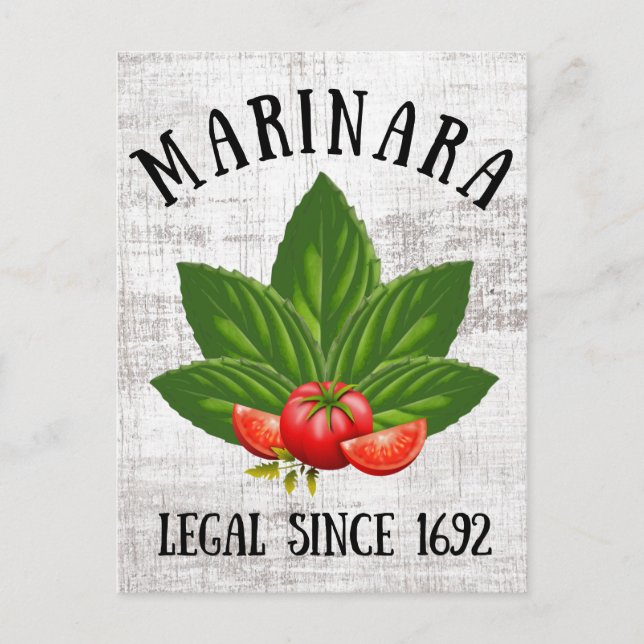 Cartão Postal De Festividades Marinara Legal Desde 1692 Basil Deixa Tomates (Frente)